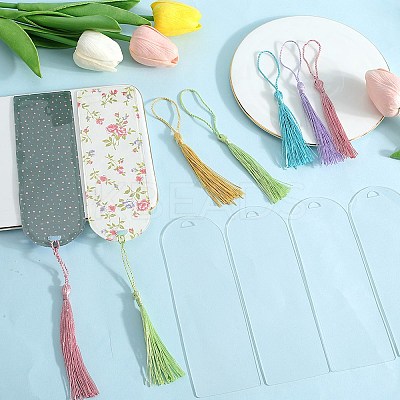 DIY Bookmark Making Kits. with Transparent Acrylic & Polyester Tassel Decoration DIY-SP0001-92B-1