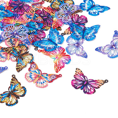 36Pcs 6 Colors Spray Painted 430 Stainless Steel Pendants STAS-BY0001-19-1