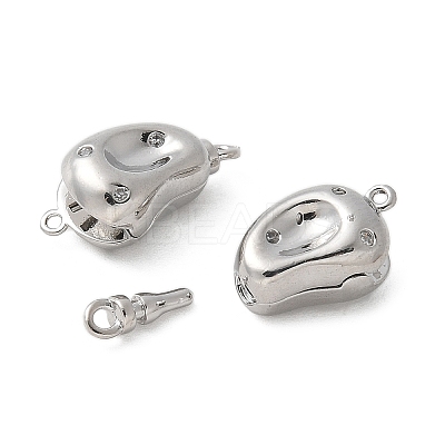 Rack Plating Brass Micro Pave Clear Cubic Zirconia Box Clasps KK-U052-18P-1