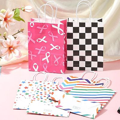 12Pcs 6 Colors Print Paper Packing Tote Bags CARB-FS0001-05-1