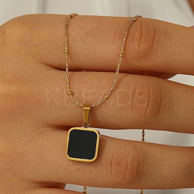 Natural Shell Square Pendant Necklace EH4295-2-1