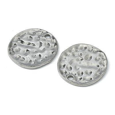 Alloy Blank Flat Round Hammered Pendants PALLOY-M031-07B-1