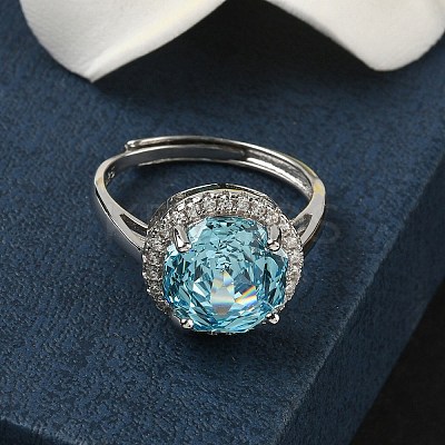 925 Sterling Silver Micro Pave Cubic Zirconia Finger Rings RJEW-B134-01B-06-1