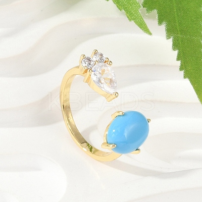 Oval Synthetic Turquoise Rings KK-P299-11G-1
