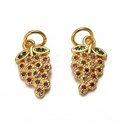Autumn Theme Brass Micro Pave Cubic Zirconia Charms X-ZIRC-L093-22G-1