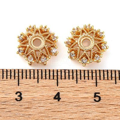 Brass Micro Pave Clear Cubic Zirconia Bead Caps KK-K378-44G-1