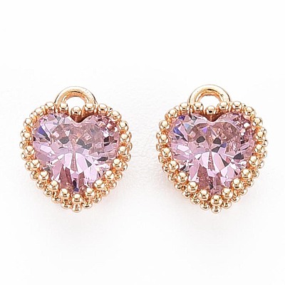 Brass Micro Pave Cubic Zirconia Charms KK-S356-773K-1