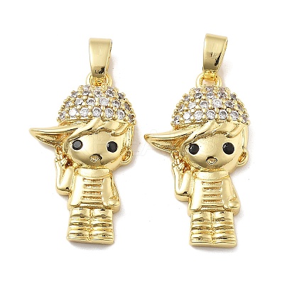 Boy Brass Micro Pave Cubic Zirconia Pendants KK-M325-15A-G-1