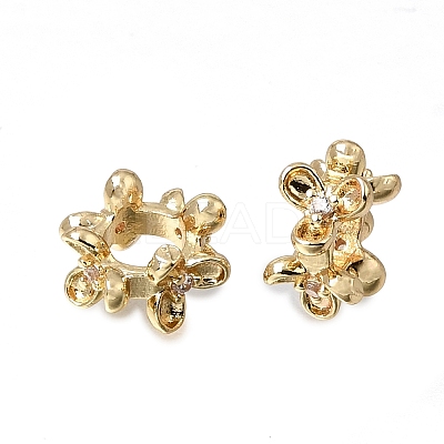 Brass Micro Pave Clear Cubic Zirconia European Beads KK-D110-03G-1