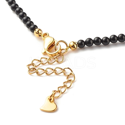 Natural Dyed & Heated Black Agate Beaded Necklaces for Women NJEW-JN03789-06-1
