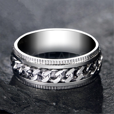 Non-Tarnish Stainless Steel Chains Rotating Finger Ring PW-WG67706-30-1