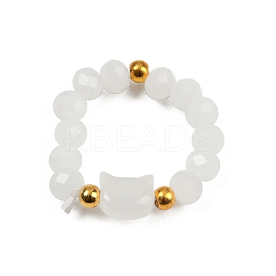 2Pcs Cat Shape Glass Beaded Beads Finger Rings WG1374D-03-1