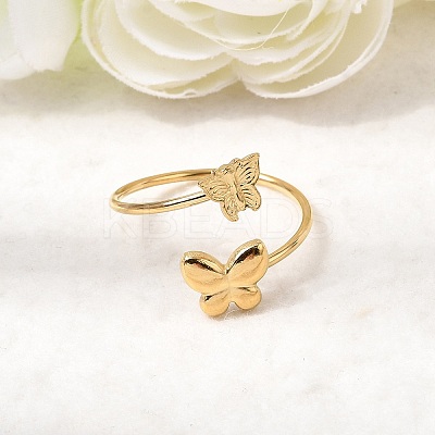 304 Stainless Steel Cuff Rings for Women LS-RJEW-K312-03G-1