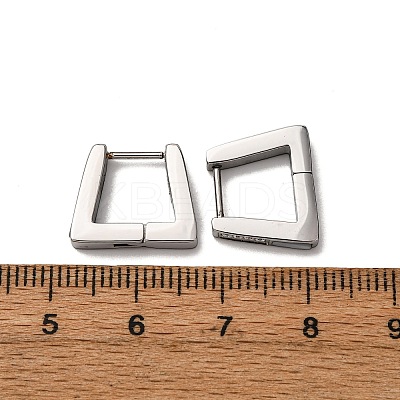 304 Stainless Steel Clear Cubic Zirconia Trapezoid Hoop Earrings EJEW-D331-17P-1