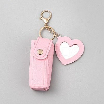 PU Leather Lipstick Holder Heart Keychains KEYC-WH20012-04KCG-02-1