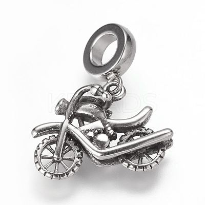 304 Stainless Steel European Dangle Charms X-OPDL-K001-02AS-1