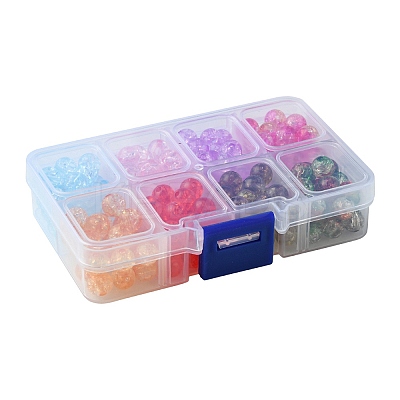 200Pcs 8 Colors Transparent Crackle Acrylic Beads CACR-FS0001-03-1