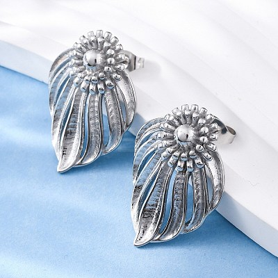 304 Stainless Steel Stud Earrings EJEW-Z098-08P-1