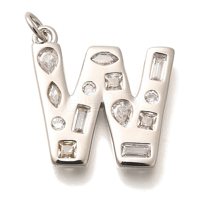 Brass Micro Pave Clear Cubic Zirconia Pendants KK-G521-01P-W-1