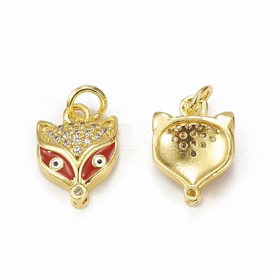 Brass Micro Pave Cubic Zirconia Charms KK-E068-VB029-1-1