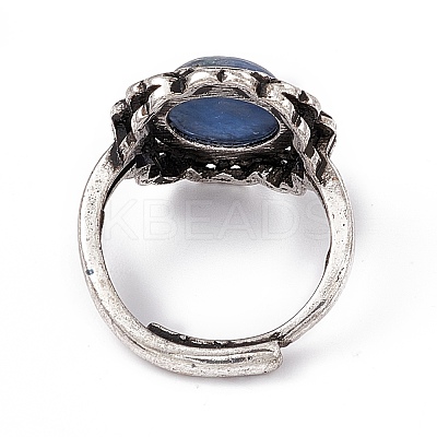 Flower Natural Kyanite Adjustable Rings RJEW-E067-08AS-02-1