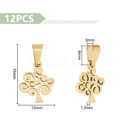 12Pcs 304 Stainless Steel Pendants STAS-UN0054-33-1