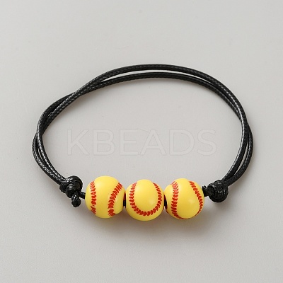 Sport Theme Acrylic Beaded Bracelets for Men Women BJEW-WH0022-55B-1