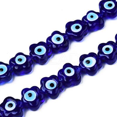 Handmade Evil Eye Lampwork Beads Strands LAMP-N029-008-1