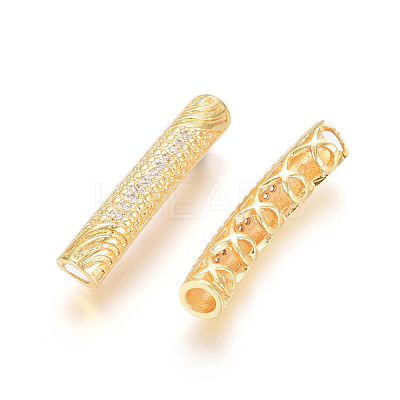 Brass Micro Pave Clear Cubic Zirconia Beads ZIRC-L088-16B-G-1