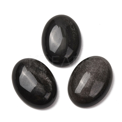 Natural Silver Sheen Obsidian Cabochons G-G741-18x25mm-23-1