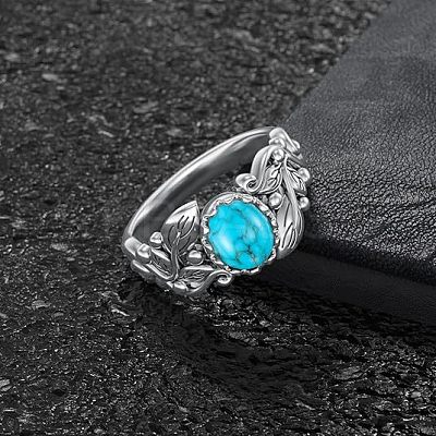 Zinc Alloy with Synthetic Turquoise Finger Rings FS-WGE57A9-04-1