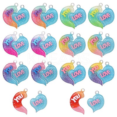 21 Sets 7 Colors Gradient Color Opaque Resin Pendants RESI-SZ0001-90-1