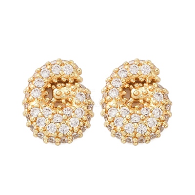 Brass Micro Pave Cubic Zirconia Stud Earrings EJEW-Z091-04G-G-1