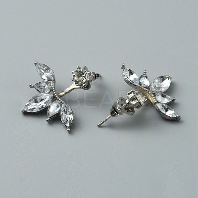 Fashional Crystal Rhinestone Flower Dangle Stud Earrings EJEW-WH0001-05-1