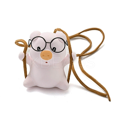 Cute Gesso Swinging Pig Pendant Decorations HJEW-A008-01C-1
