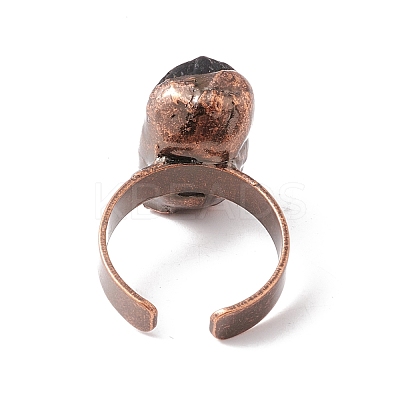 Gemstone Irregular Nugget Open Cuff Ring RJEW-I082-01R-1