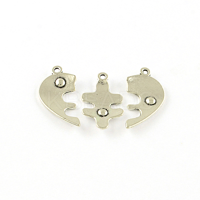 Heart Tibetan Style Alloy Split Pendant Rhinestone Settings TIBEP-S293-059AS-LF-1