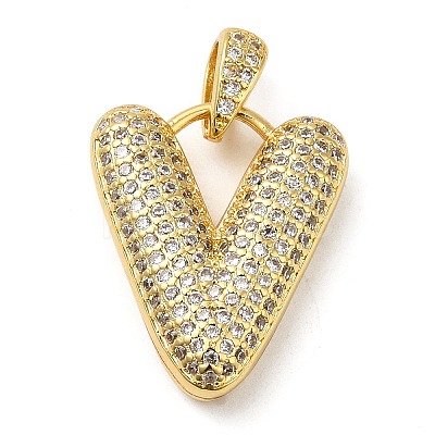 Brass Micro Pave Cubic Zirconia Pendants KK-E061-03G-22-1