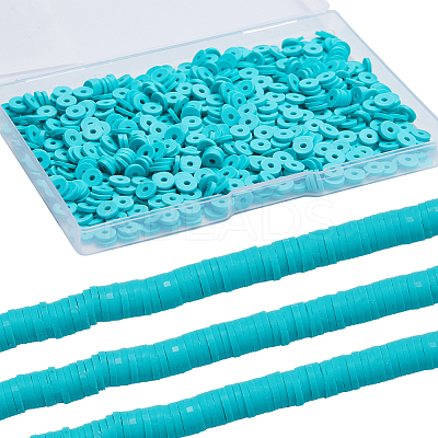 Flat Round Handmade Polymer Clay Beads CLAY-SC0001-58A-01-1