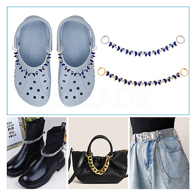 1 Set Alloy Enamel Butterfly with Evil Eye Link Shoe Decoration Chain FIND-NB0004-12-1