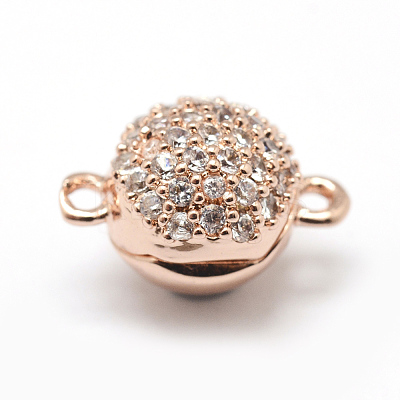 Brass Micro Pave Cubic Zirconia Magnetic Clasps with Loops ZIRC-P071-27-NR-1