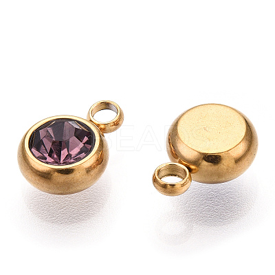 201 Stainless Steel Rhinestone Charms X-STAS-S068-06G-1