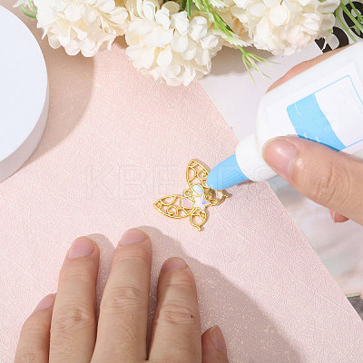 5 Styles Butterfly Zinc Alloy Open Back Bezel Pendants FIND-CA0009-52G-1