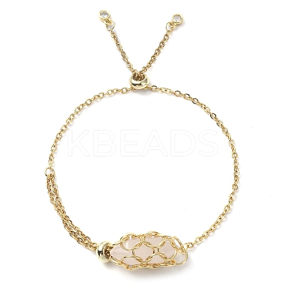 Natural Mixed Gemstone Bullet Link Slider Bracelets BJEW-JB09902-1