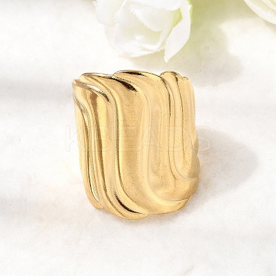 304 Stainless Steel Open Cuff Rings for Women RJEW-K313-17G-1