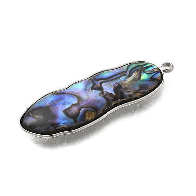 304 Stainless Steel Pave Natural Paua Shell Pendants STAS-Z125-01C-P-1