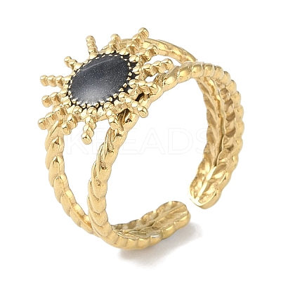 Ion Plating(IP) 304 Stainless Steel Enamel Cuff Finger Rings RJEW-L107-053G-02-1