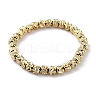 202 Stainless Steel Grooved Column Beaded Stretch Bracelets for Men Women LS-BJEW-D034-02G-1