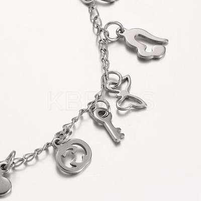 Tarnish Resistant 304 Stainless Steel Charms Anklets AJEW-AN00106-1