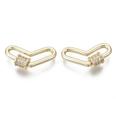Brass Micro Pave Cubic Zirconia Screw Carabiner Lock Charms KK-R136-066C-NF-1